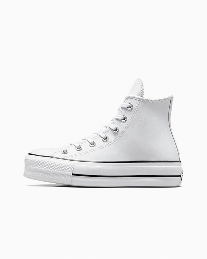 Converse Chuck Taylor All Star Lift Platform Leren Wit Zwart Wit | 9180-KVMZW