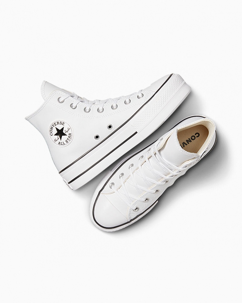 Converse Chuck Taylor All Star Lift Platform Leren Wit Zwart Wit | 9180-KVMZW