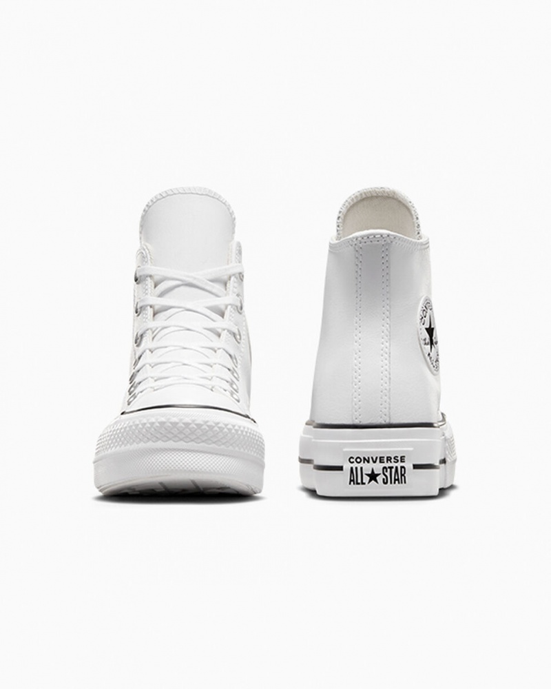 Converse Chuck Taylor All Star Lift Platform Leren Wit Zwart Wit | 9180-KVMZW