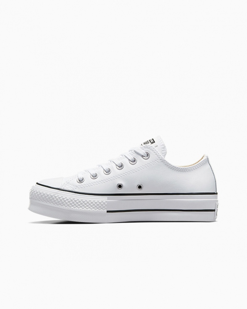 Converse Chuck Taylor All Star Lift Platform Leren Wit Zwart Wit | 8741-DJVTL