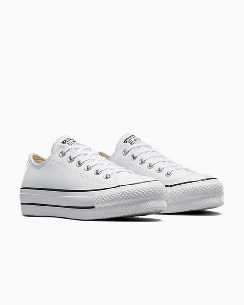 Converse Chuck Taylor All Star Lift Platform Leren Wit Zwart Wit | 8741-DJVTL