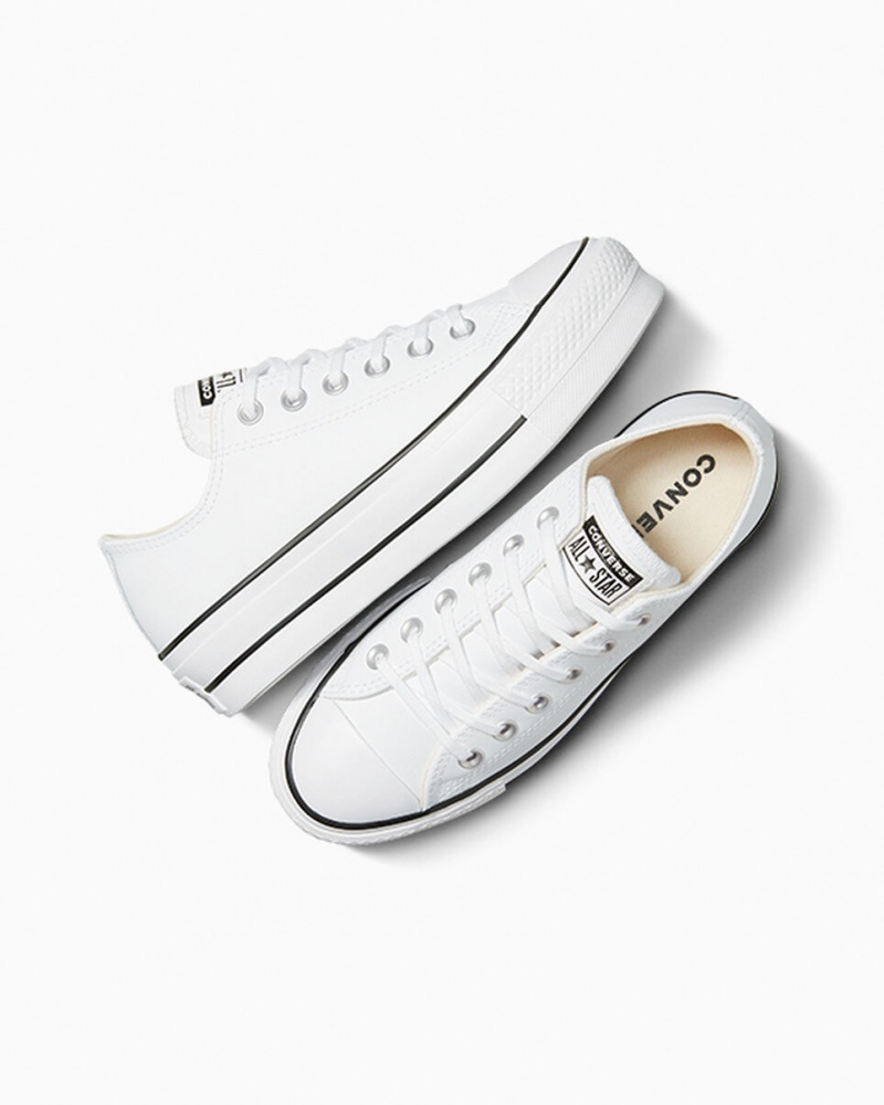 Converse Chuck Taylor All Star Lift Platform Leren Wit Zwart Wit | 8741-DJVTL