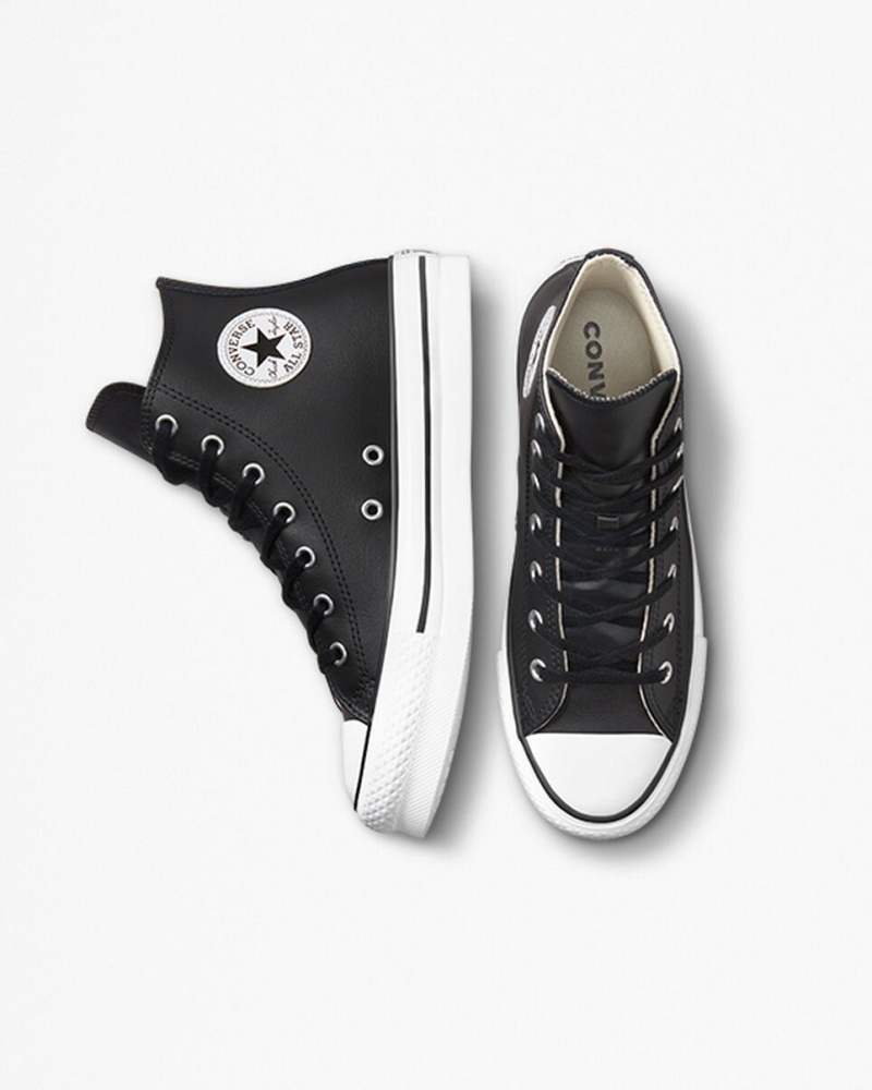 Converse Chuck Taylor All Star Lift Platform Leren Zwart Wit | 2174-HDCOF