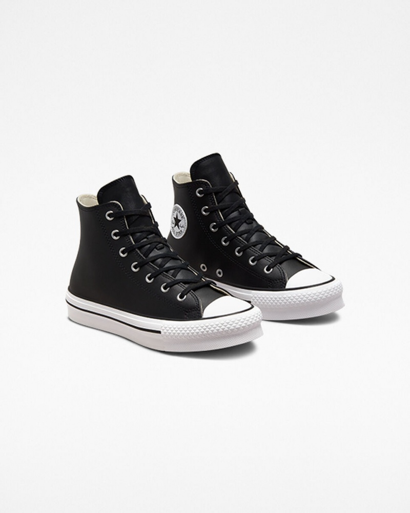 Converse Chuck Taylor All Star Lift Platform Leren Zwart Wit | 2174-HDCOF