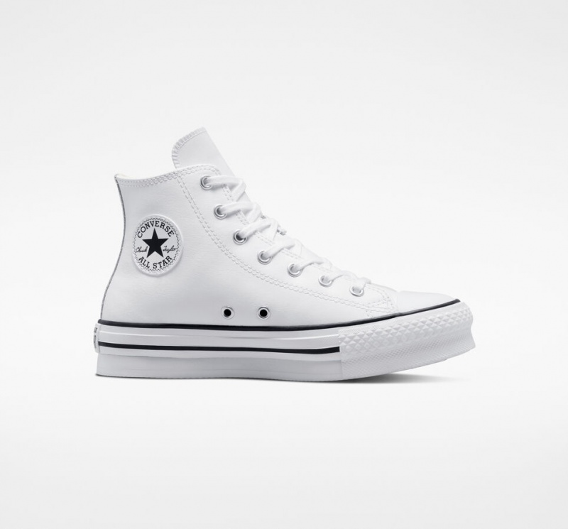 Converse Chuck Taylor All Star Lift Platform Leren Wit Zwart | 1024-EHCRU