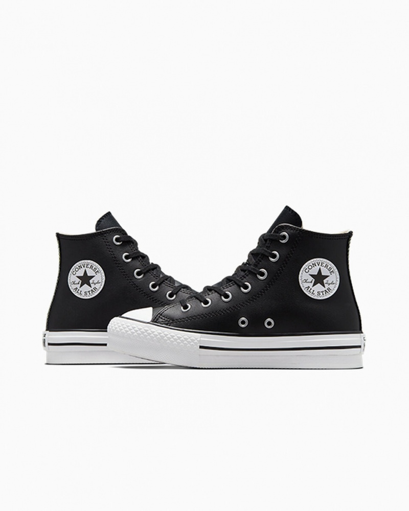 Converse Chuck Taylor All Star Lift Platform Leren Zwart Wit | 7938-QJIVM