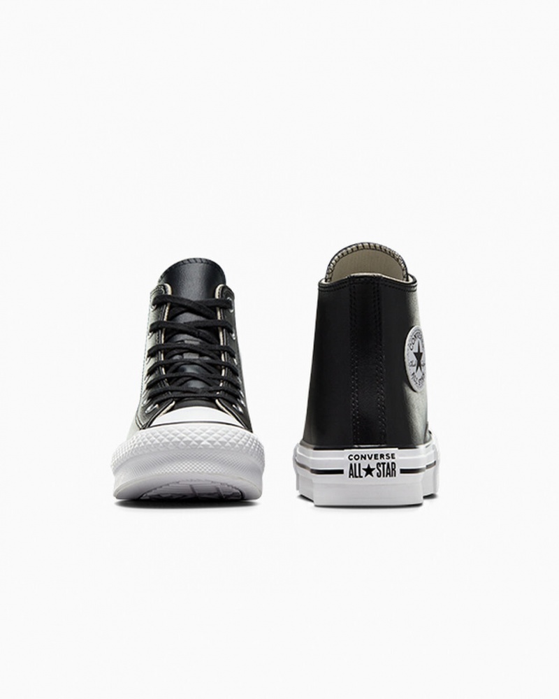 Converse Chuck Taylor All Star Lift Platform Leren Zwart Wit | 7938-QJIVM