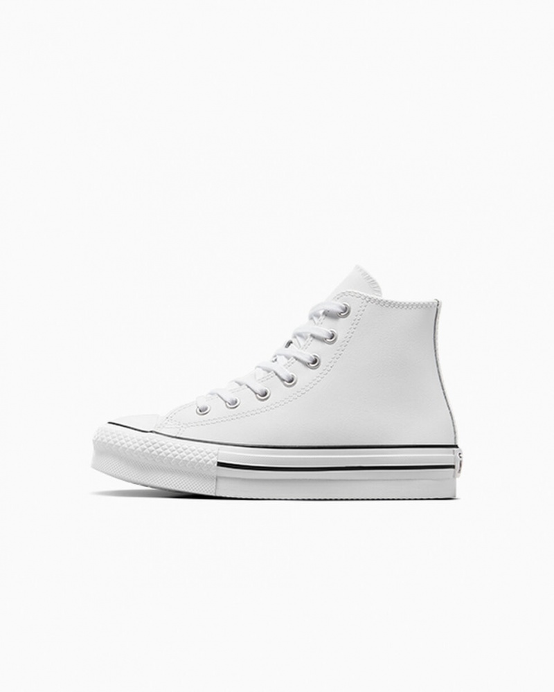 Converse Chuck Taylor All Star Lift Platform Leren Wit Zwart | 4135-QZLKH