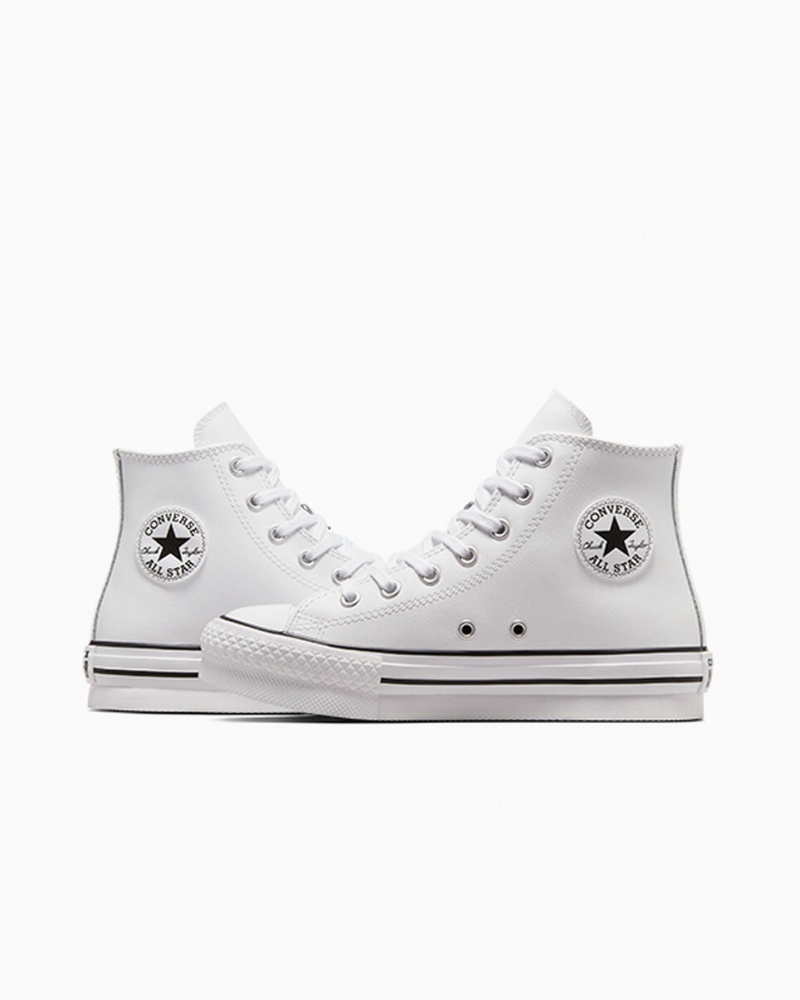 Converse Chuck Taylor All Star Lift Platform Leren Wit Zwart | 4135-QZLKH