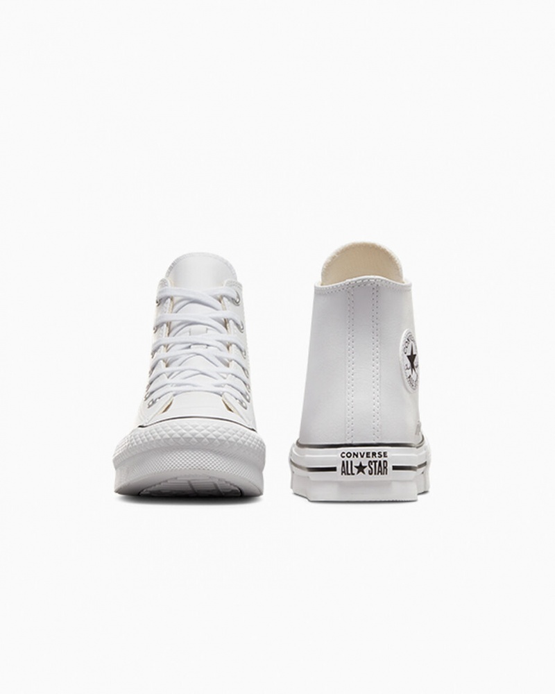 Converse Chuck Taylor All Star Lift Platform Leren Wit Zwart | 4135-QZLKH