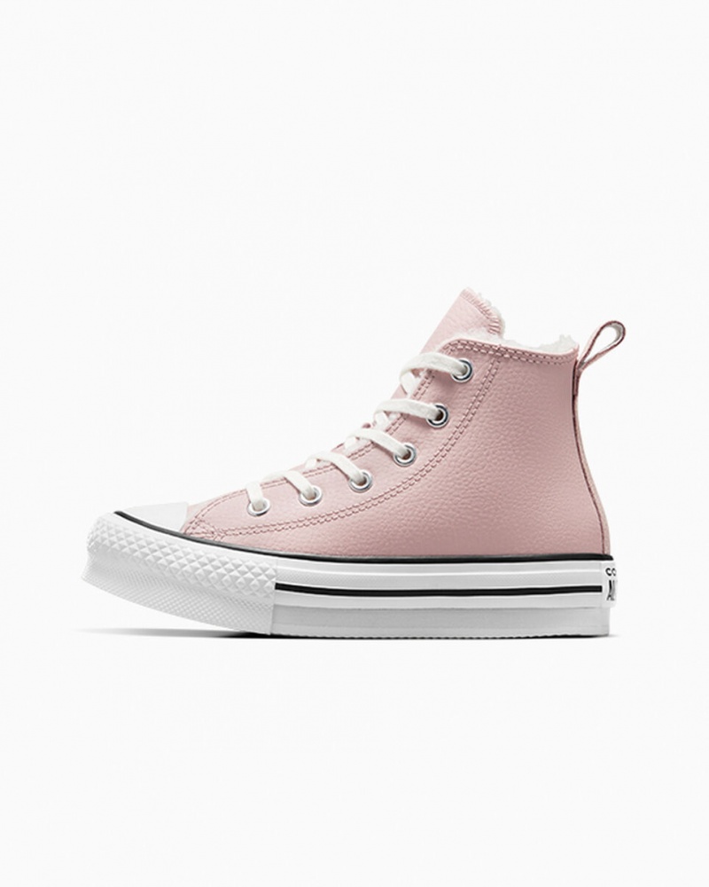 Converse Chuck Taylor All Star Lift Platform Leren & Faux Fur Roze Wit Zwart | 4127-WLOXZ