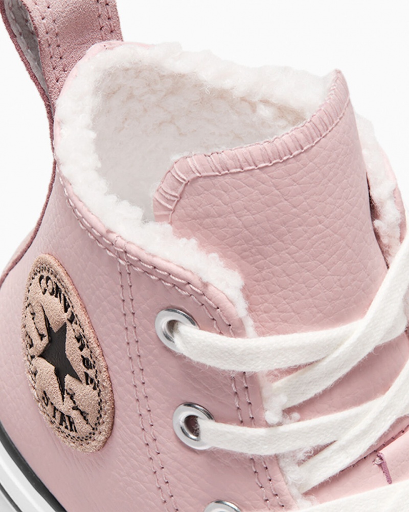 Converse Chuck Taylor All Star Lift Platform Leren & Faux Fur Roze Wit Zwart | 4127-WLOXZ