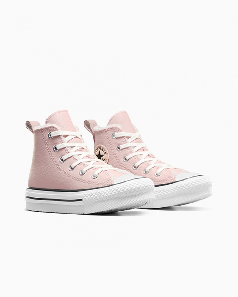 Converse Chuck Taylor All Star Lift Platform Leren & Faux Fur Roze Wit Zwart | 4127-WLOXZ