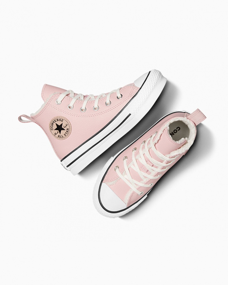 Converse Chuck Taylor All Star Lift Platform Leren & Faux Fur Roze Wit Zwart | 4127-WLOXZ