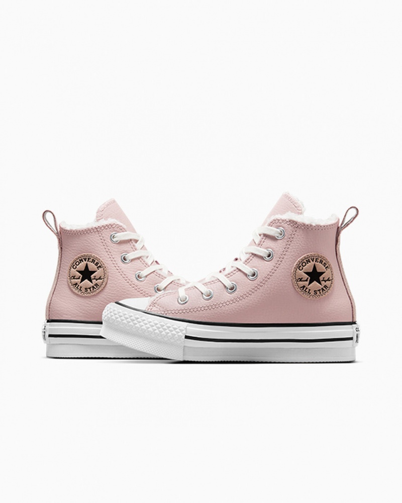 Converse Chuck Taylor All Star Lift Platform Leren & Faux Fur Roze Wit Zwart | 4127-WLOXZ