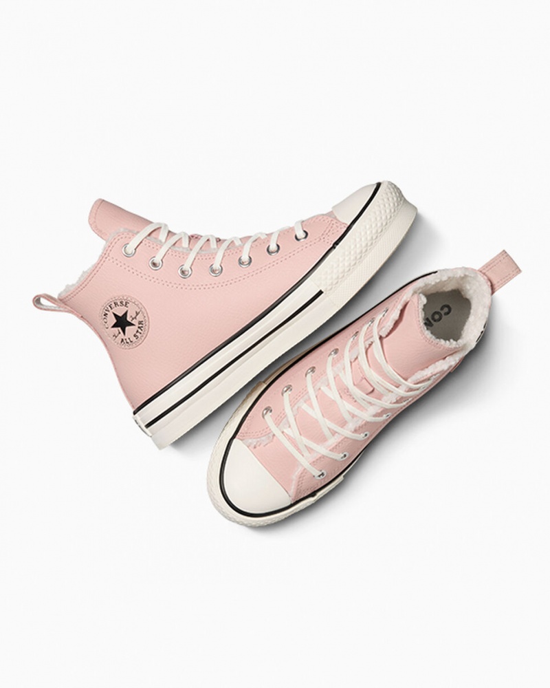 Converse Chuck Taylor All Star Lift Platform Leren & Sherpa Roze Wit Zwart | 1725-JTRNO