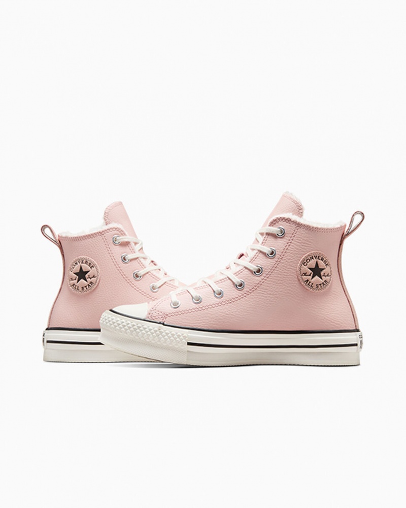 Converse Chuck Taylor All Star Lift Platform Leren & Sherpa Roze Wit Zwart | 1725-JTRNO