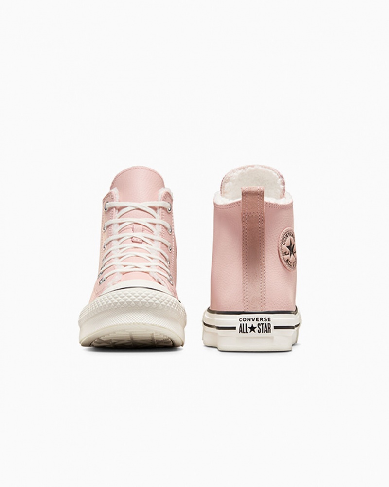 Converse Chuck Taylor All Star Lift Platform Leren & Sherpa Roze Wit Zwart | 1725-JTRNO