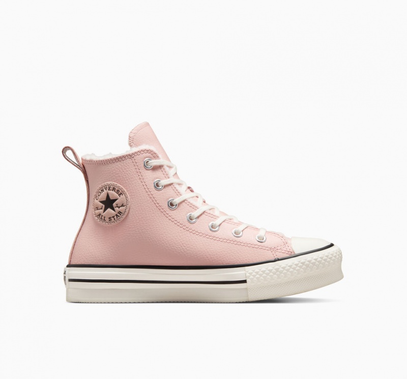 Converse Chuck Taylor All Star Lift Platform Leren & Sherpa Roze Wit Zwart | 1725-JTRNO