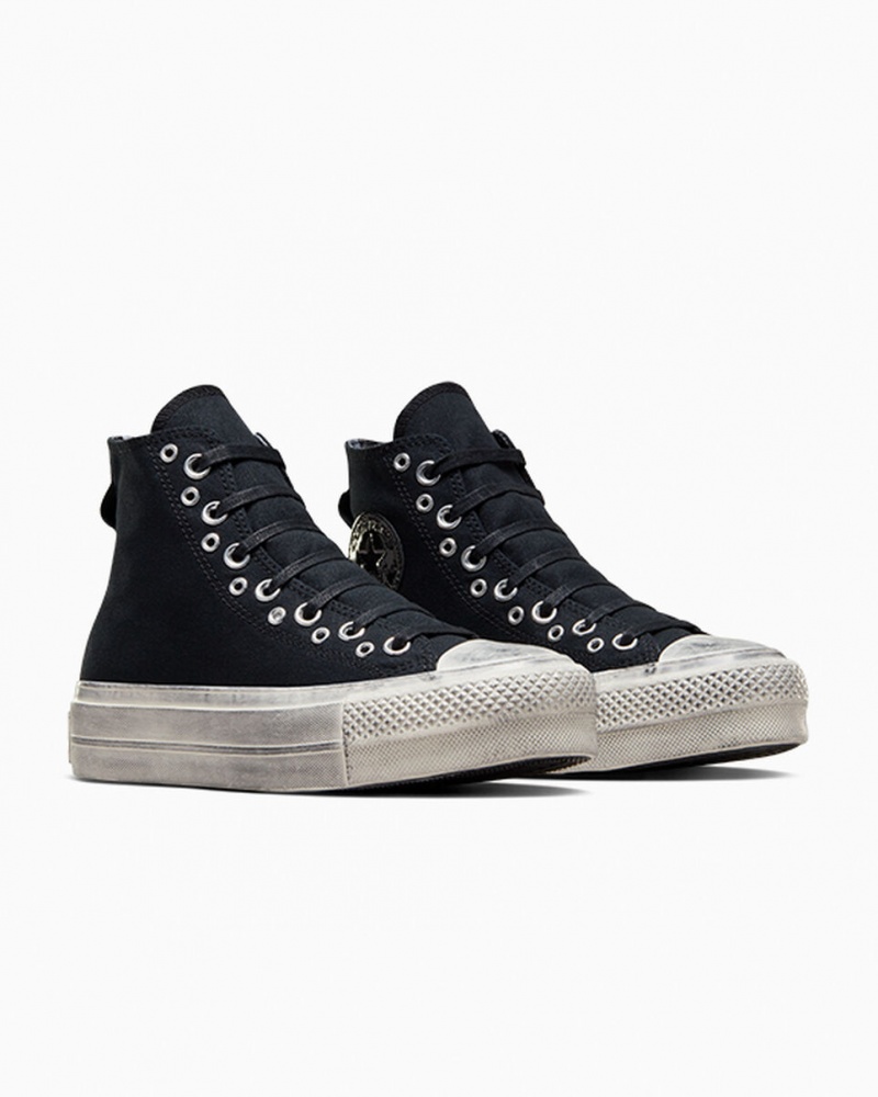 Converse Chuck Taylor All Star Lift Platform Punk Zwart Zwart | 8453-BVWLZ