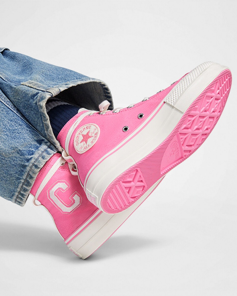 Converse Chuck Taylor All Star Lift Platform Retro Varsity Roze Roze | 3816-YMPTS