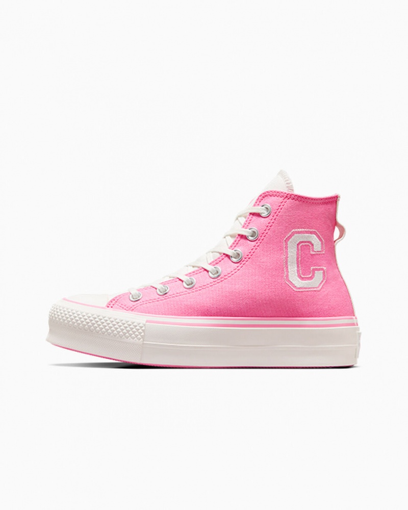 Converse Chuck Taylor All Star Lift Platform Retro Varsity Roze Roze | 3816-YMPTS