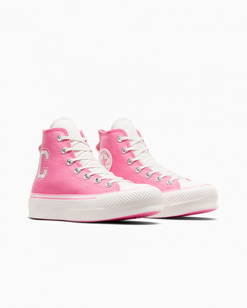 Converse Chuck Taylor All Star Lift Platform Retro Varsity Roze Roze | 3816-YMPTS