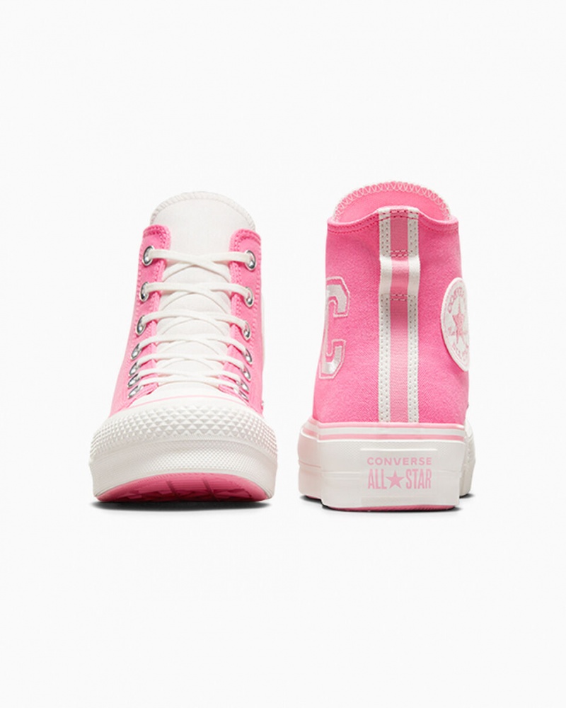 Converse Chuck Taylor All Star Lift Platform Retro Varsity Roze Roze | 3816-YMPTS