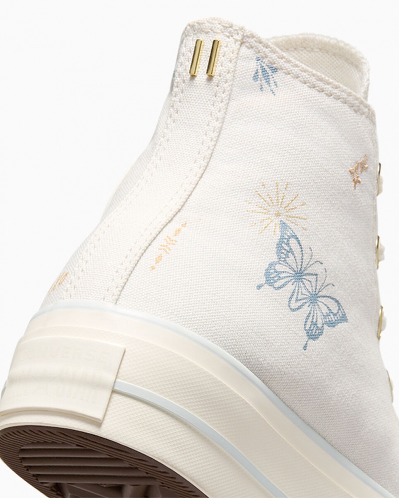 Converse Chuck Taylor All Star Lift Platform Tiny Tattoos Wit Blauw | 7304-TFMOU