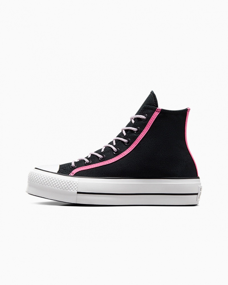 Converse Chuck Taylor All Star Lift Platform Utility Twist Zwart Roze Wit | 4870-HUSWK