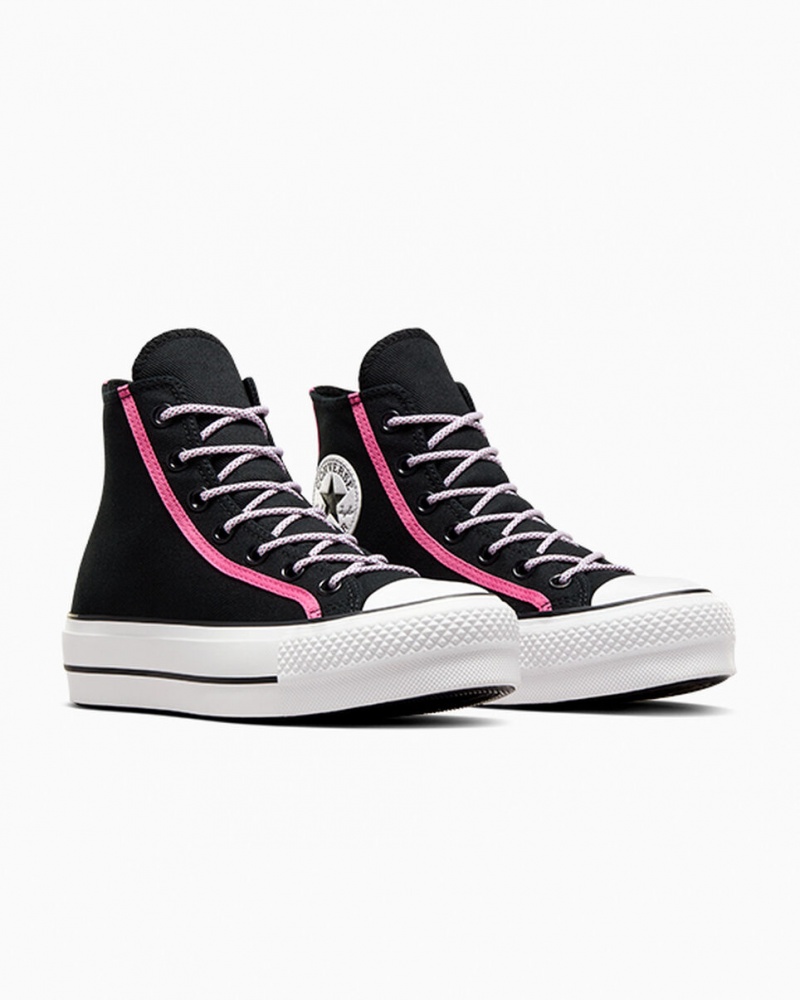 Converse Chuck Taylor All Star Lift Platform Utility Twist Zwart Roze Wit | 4870-HUSWK