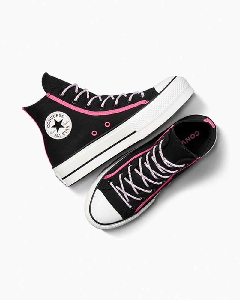 Converse Chuck Taylor All Star Lift Platform Utility Twist Zwart Roze Wit | 4870-HUSWK