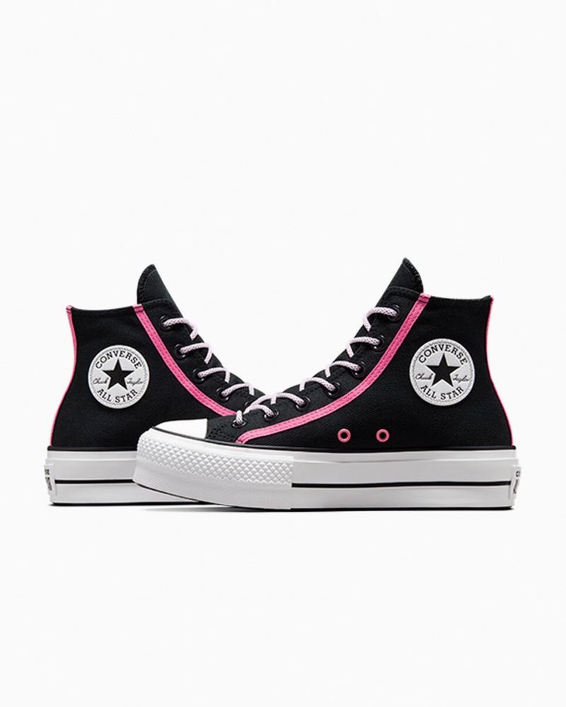 Converse Chuck Taylor All Star Lift Platform Utility Twist Zwart Roze Wit | 4870-HUSWK