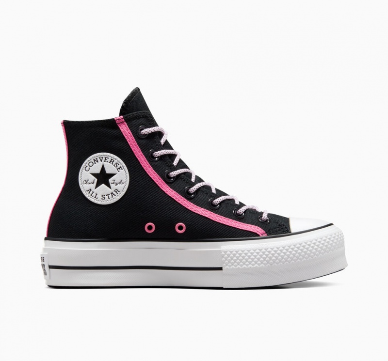 Converse Chuck Taylor All Star Lift Platform Utility Twist Zwart Roze Wit | 4870-HUSWK