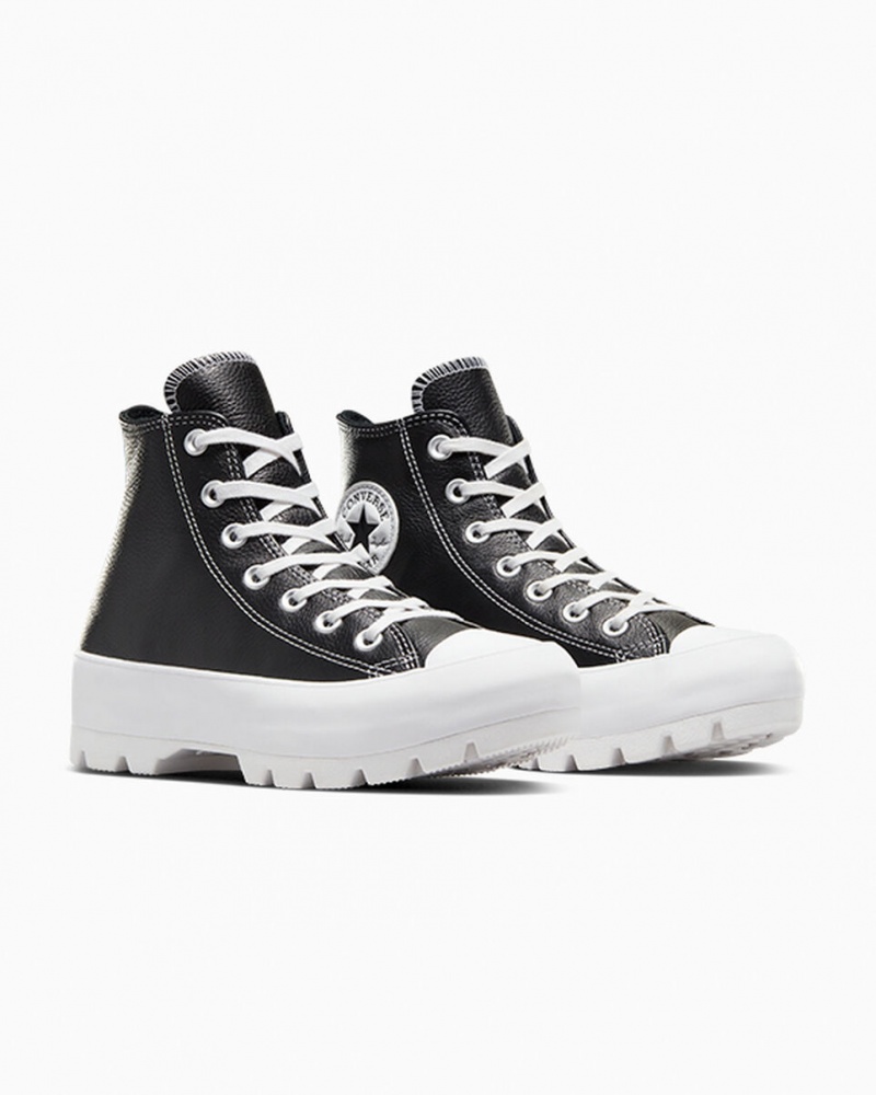 Converse Chuck Taylor All Star Lugged Leren Zwart Wit Wit | 6598-LBKJM