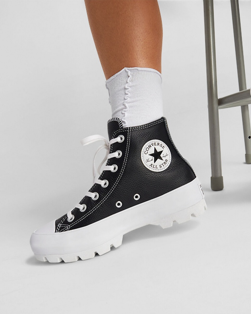 Converse Chuck Taylor All Star Lugged Leren Zwart Wit Wit | 8961-OSPVA