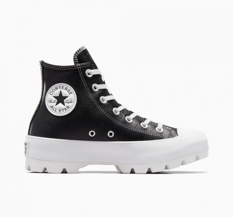 Converse Chuck Taylor All Star Lugged Leren Zwart Wit Wit | 8961-OSPVA