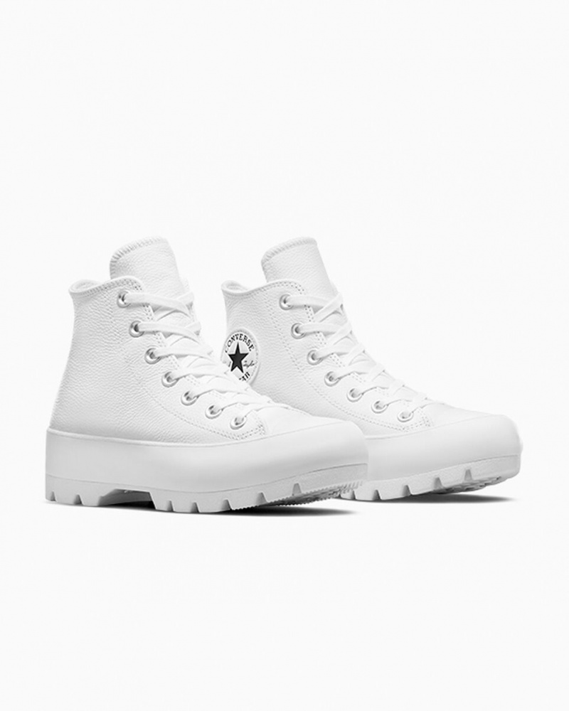 Converse Chuck Taylor All Star Lugged Leren Wit Zwart Wit | 8605-JKFGR