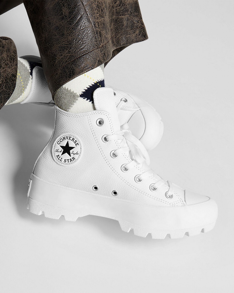 Converse Chuck Taylor All Star Lugged Leren Wit Zwart Wit | 8605-JKFGR