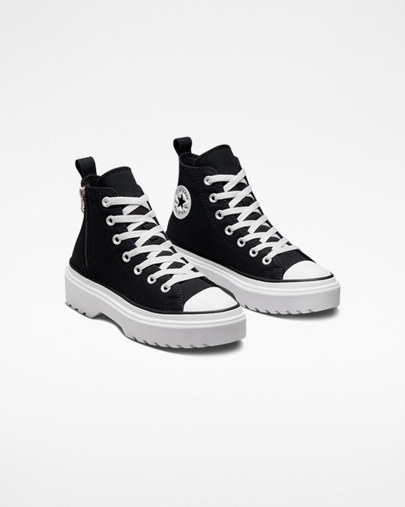 Converse Chuck Taylor All Star Lugged Lift Platform Canvas Zwart Zwart Wit | 1096-SHEIO