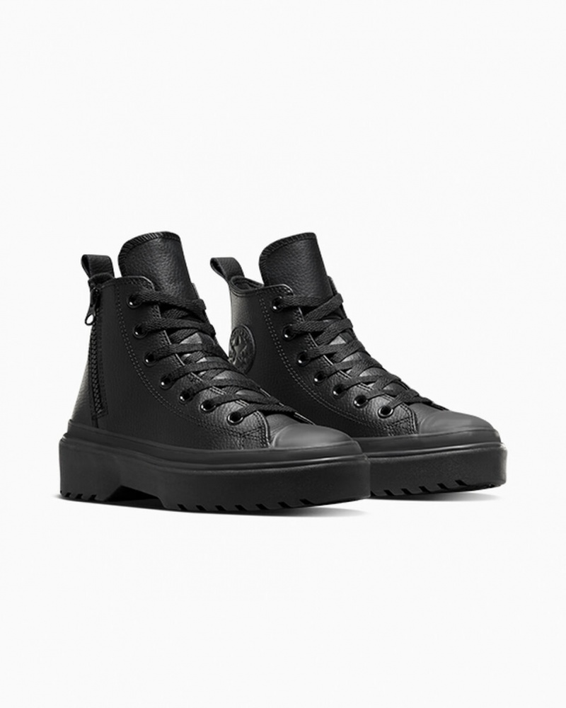 Converse Chuck Taylor All Star Lugged Lift Platform Leren Zwart Zwart Zwart | 1706-BOLRM