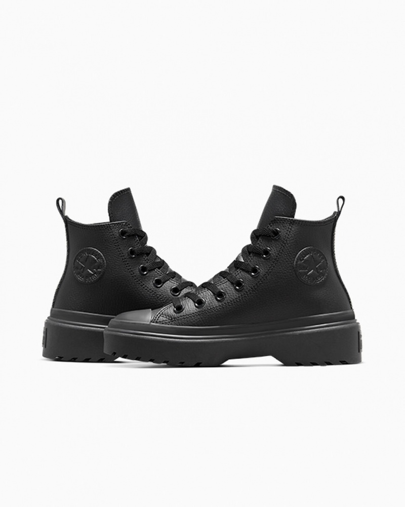 Converse Chuck Taylor All Star Lugged Lift Platform Leren Zwart Zwart Zwart | 1706-BOLRM