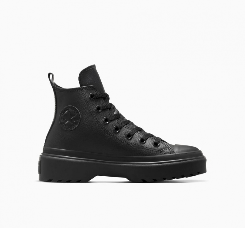 Converse Chuck Taylor All Star Lugged Lift Platform Leren Zwart Zwart Zwart | 1706-BOLRM