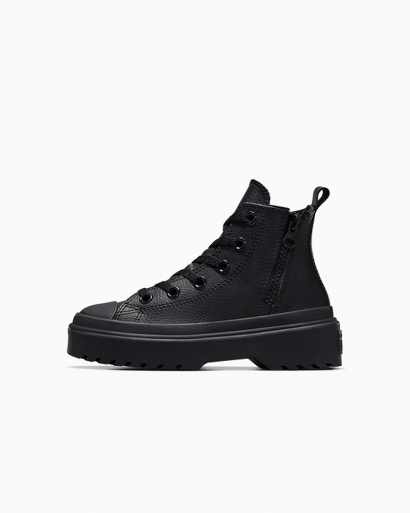 Converse Chuck Taylor All Star Lugged Lift Platform Leren Zwart Zwart Zwart | 8045-ZXQDC