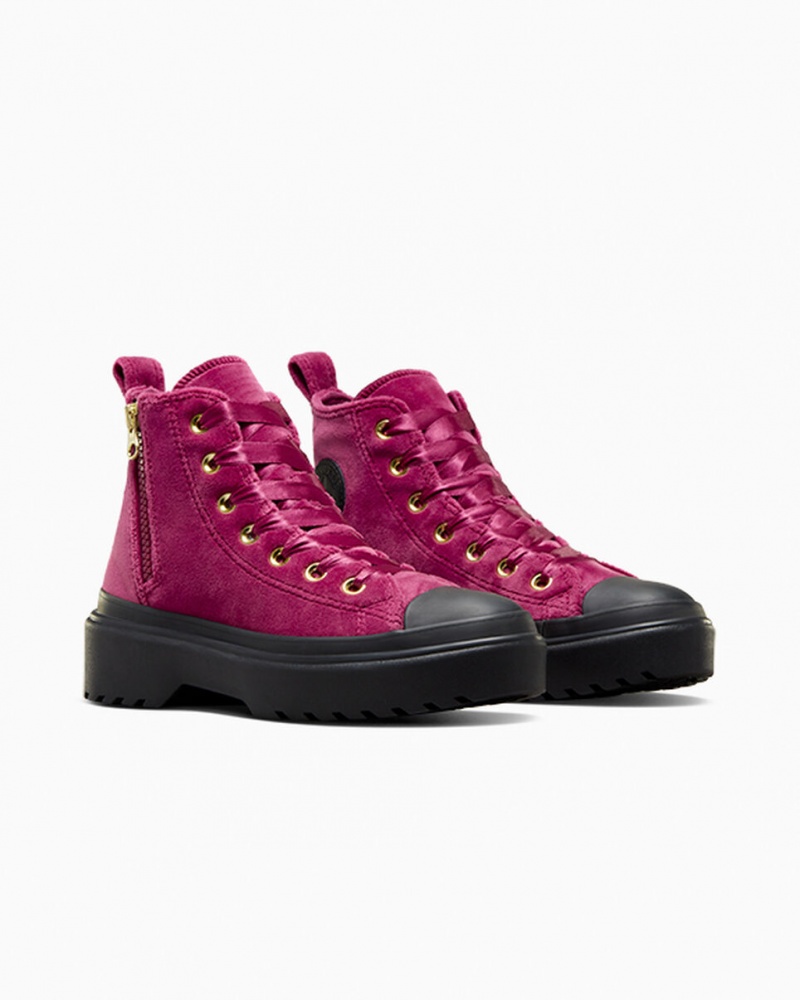 Converse Chuck Taylor All Star Lugged Lift Platform Velvet Zwart Zwart | 9236-LVXDU