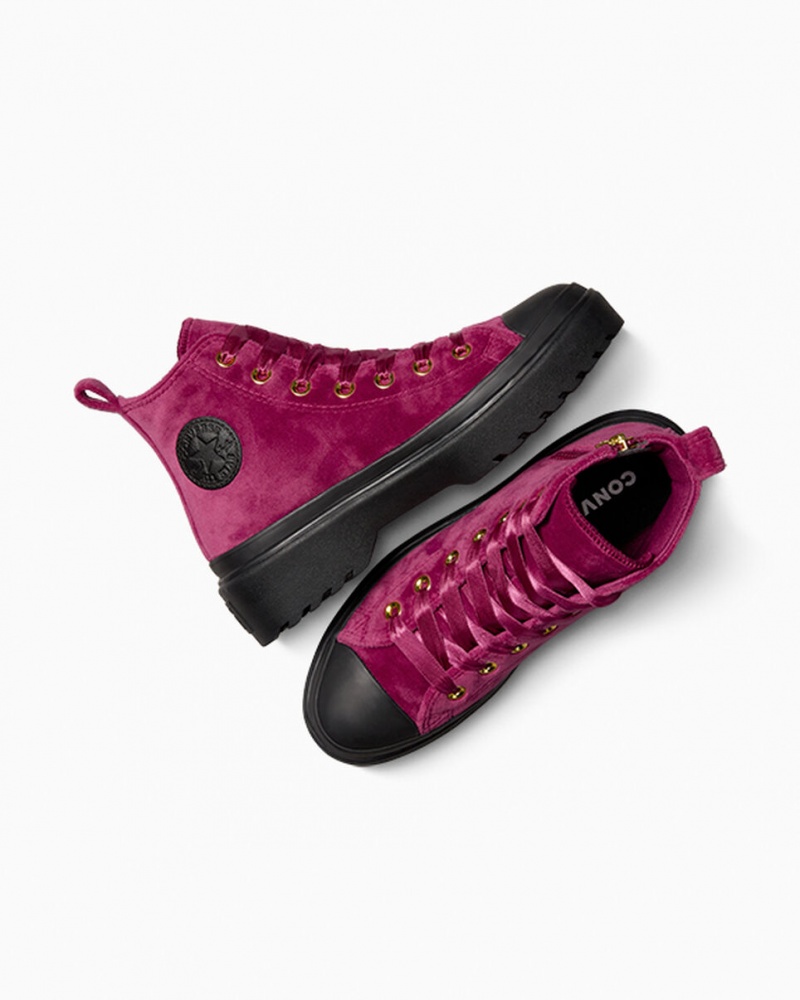 Converse Chuck Taylor All Star Lugged Lift Platform Velvet Zwart Zwart | 9236-LVXDU