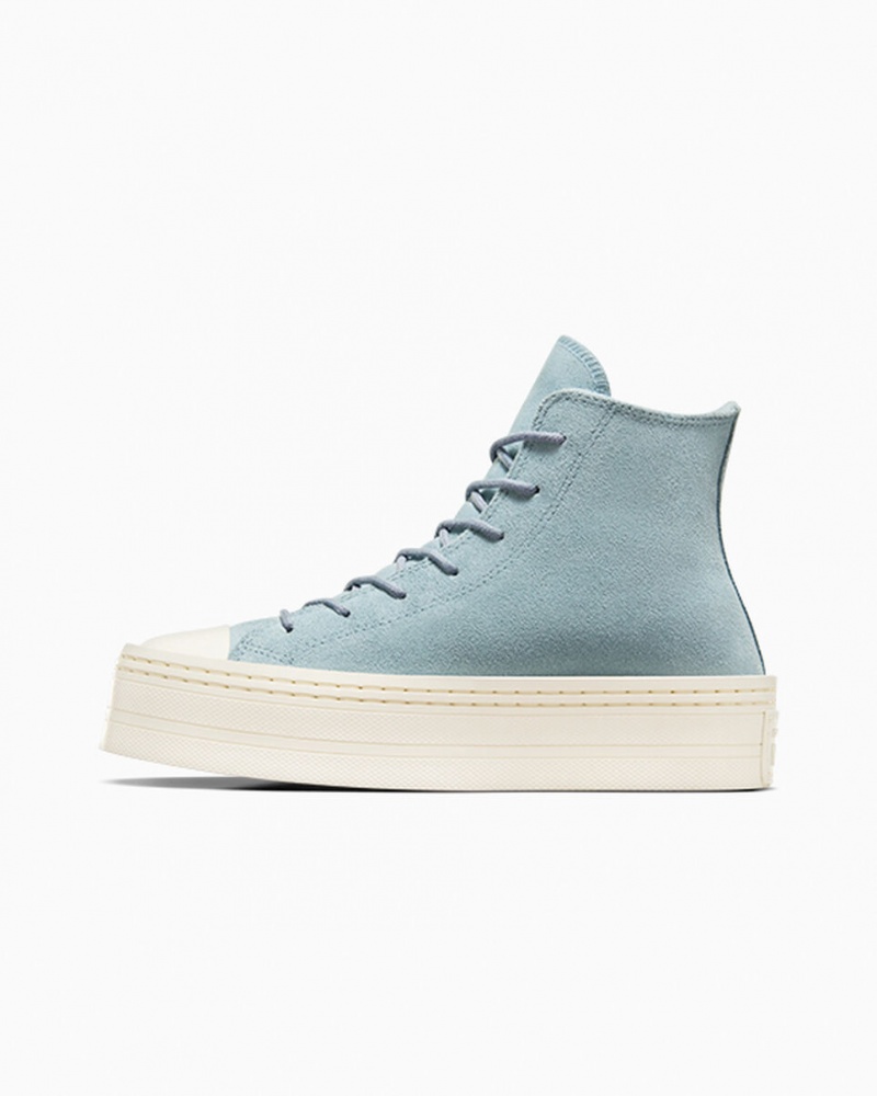 Converse Chuck Taylor All Star Modern Lift Platform Suede Blauw | 9382-YISDN