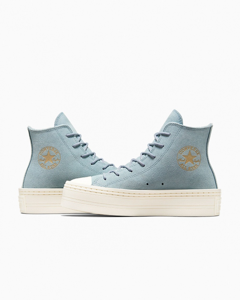 Converse Chuck Taylor All Star Modern Lift Platform Suede Blauw | 9382-YISDN