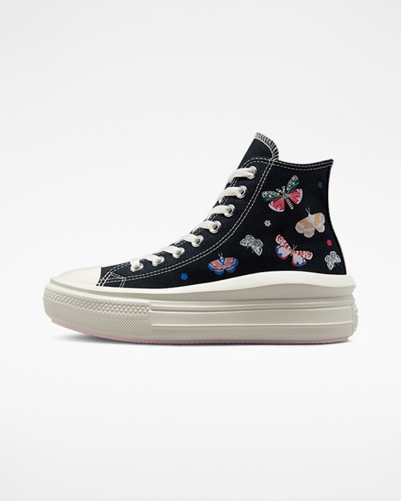 Converse Chuck Taylor All Star Move Platform Butterfly Wings Zwart Roze | 2864-EXGWP