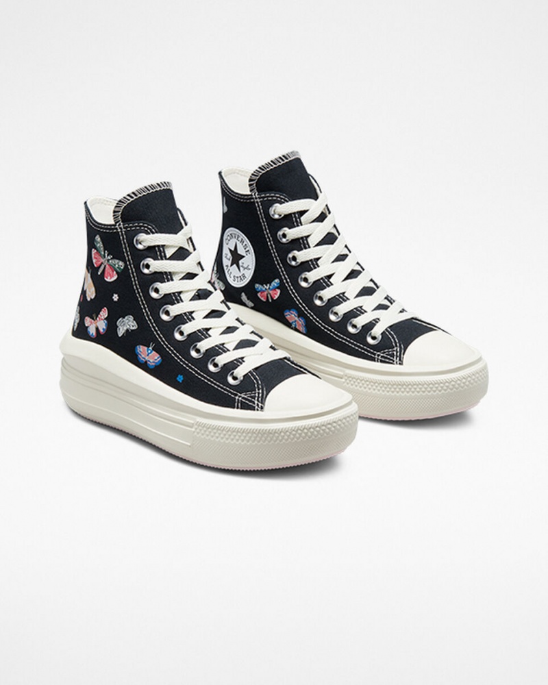 Converse Chuck Taylor All Star Move Platform Butterfly Wings Zwart Roze | 2864-EXGWP